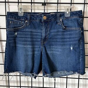 Seven7 Wildfire Blue Stretch Weekend Denim Shorts Women's‎ 10 Blue Raw Hem Boho